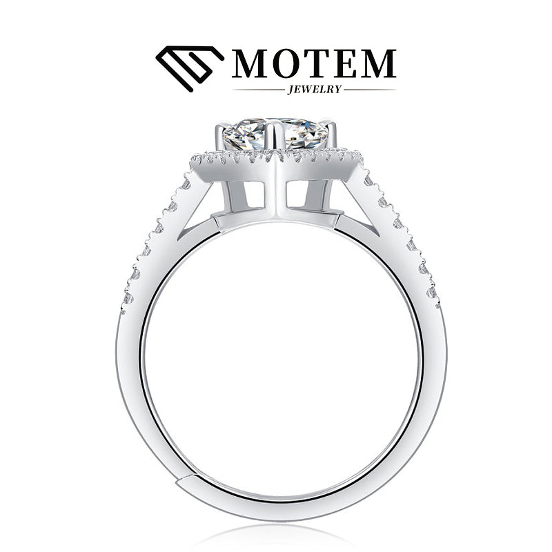 【R17 Heart Love】 925 Sterling Silver Moissanite Rings - MOTEMCO