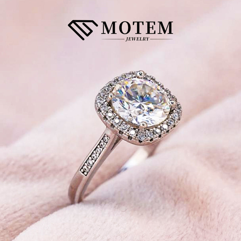【R2 Square】 925 Sterling Silver Moissanite Rings - MOTEMCO