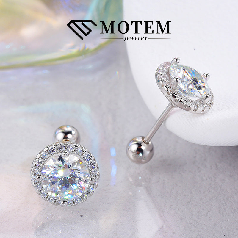 【E8】 925 Sterling Silver Moissanite Stud Earrings - MOTEMCO