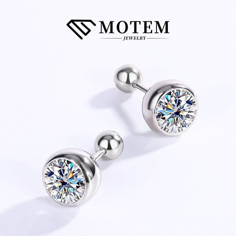 【E11】 925 Sterling Silver Moissanite Stud Earrings - MOTEMCO