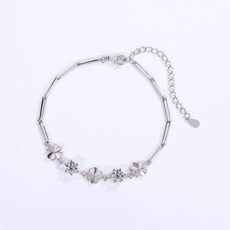 【B7 Lucky】 925 Sterling Silver Moissanite Bracelet - MOTEMCO