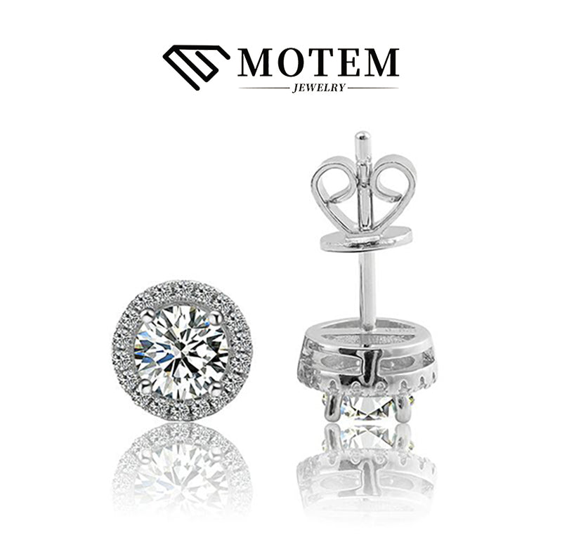 【E3】 925 Sterling Silver Moissanite Stud Earrings - MOTEMCO
