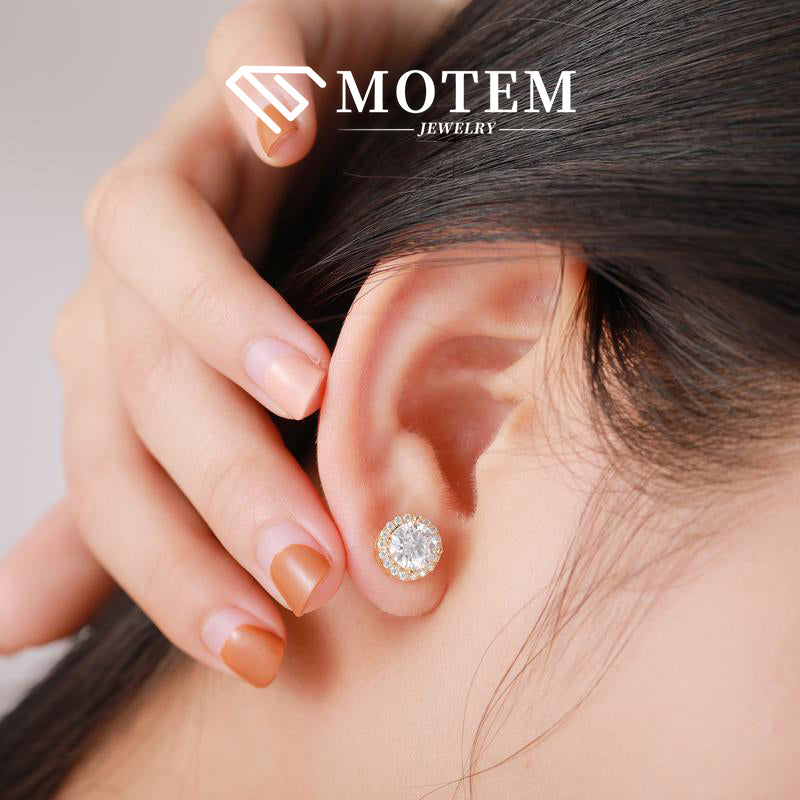 【E8】 925 Sterling Silver Moissanite Stud Earrings - MOTEMCO