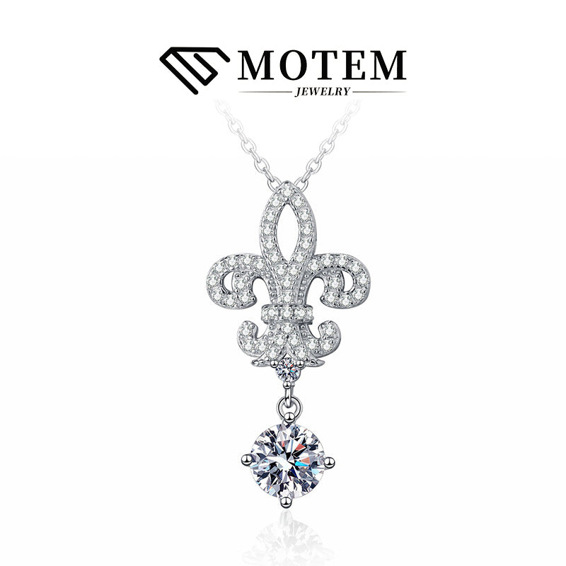 【N23 Crown Queen】 925 Sterling Silver Moissanite Necklace - MOTEMCO