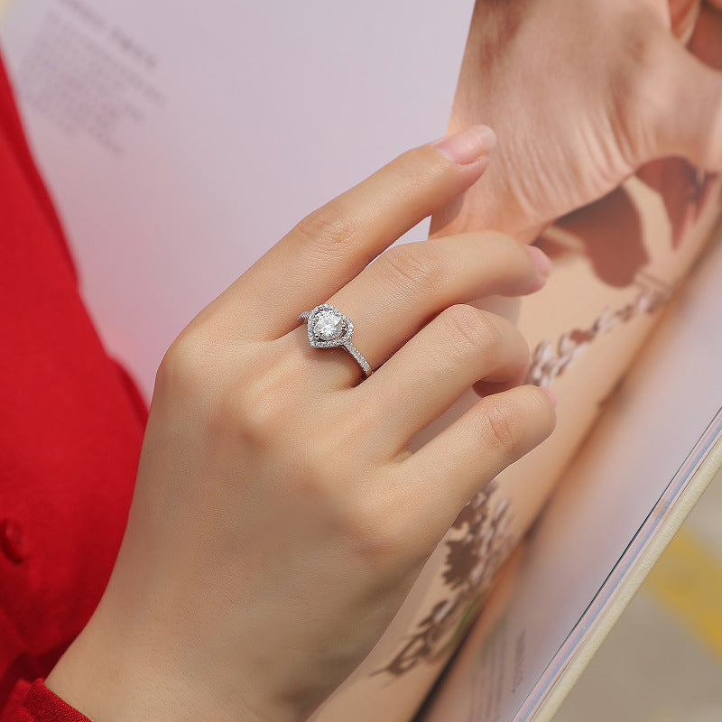 【R17 Heart Love】 925 Sterling Silver Moissanite Rings - MOTEMCO
