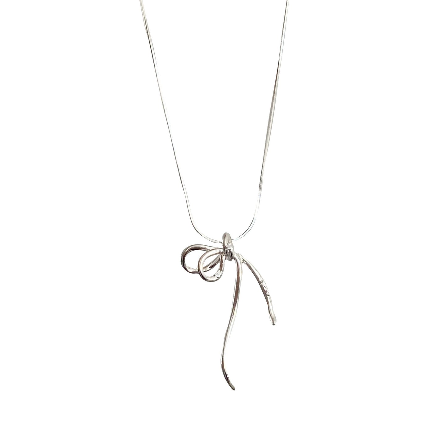 【SilverN17 Line Bow】 925 Sterling Silver Necklace - MOTEMCO