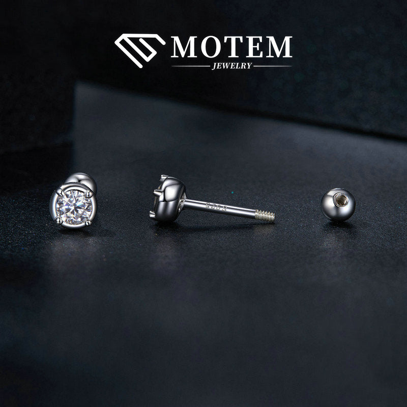 【E9】 925 Sterling Silver Moissanite Stud Earrings - MOTEMCO