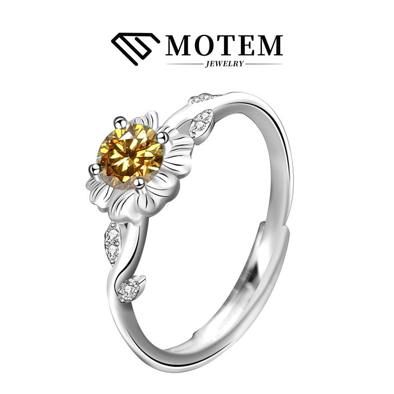 【R15 Sunflower】 925 Sterling Silver Moissanite Rings - MOTEMCO