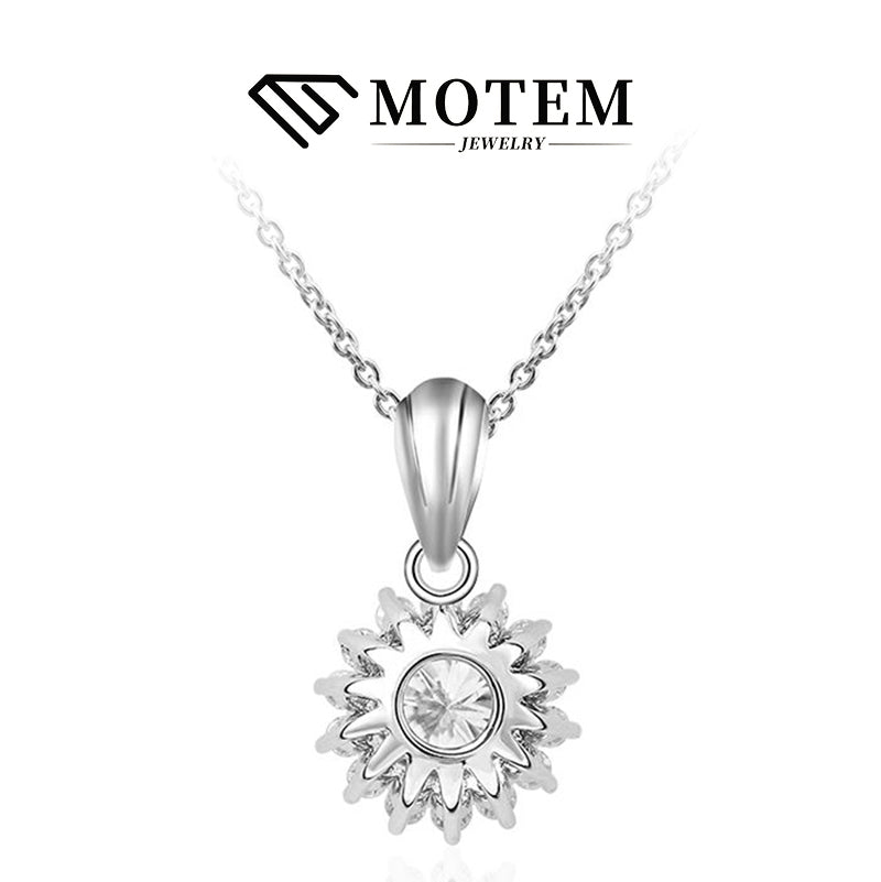 【N16 Sunflower】 925 Sterling Silver Moissanite Necklace - MOTEMCO