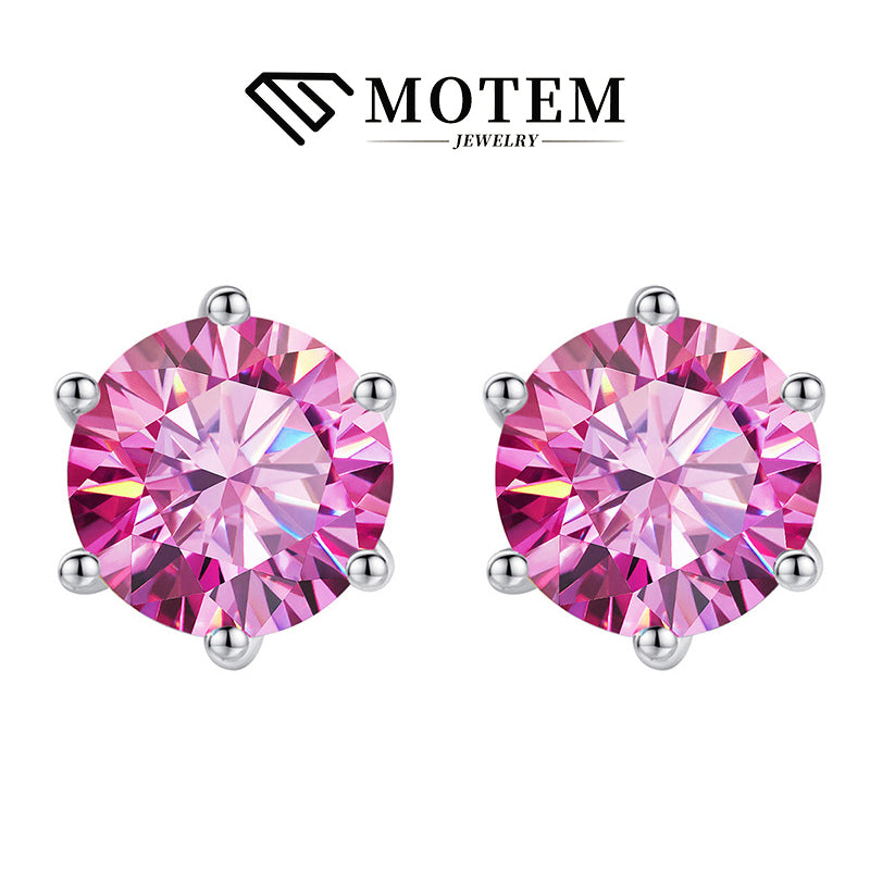 【E4】 925 Sterling Silver Moissanite Stud Earrings - MOTEMCO