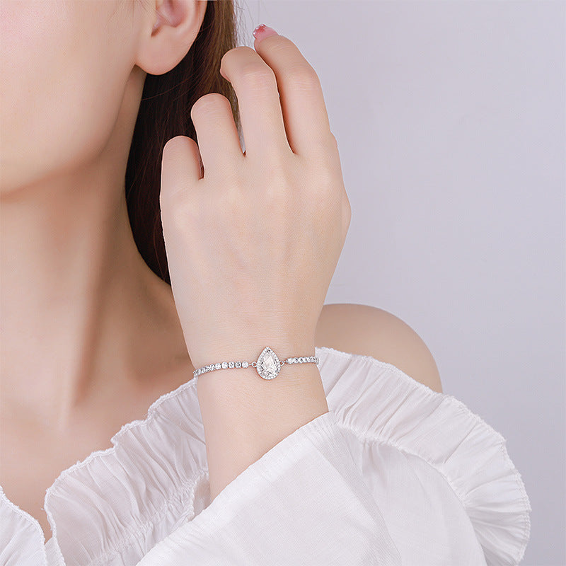 【B10 Water Drop】 925 Sterling Silver Moissanite Bracelet - MOTEMCO