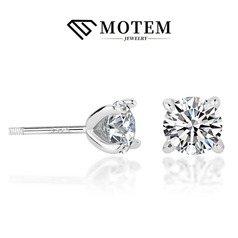 【E2 Classic】 925 Sterling Silver Moissanite Stud Earrings - MOTEMCO