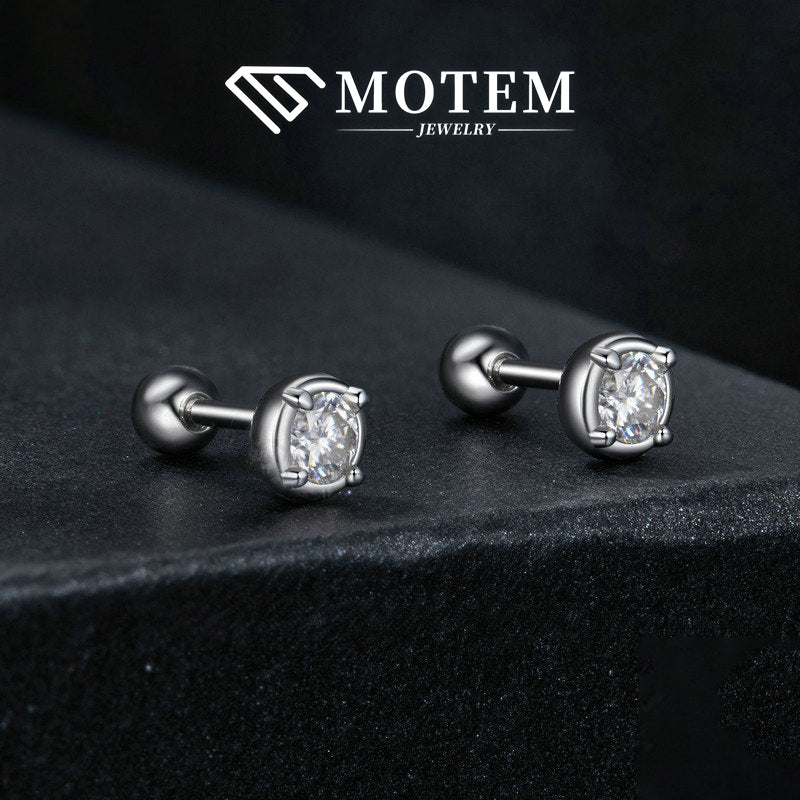 【E9】 925 Sterling Silver Moissanite Stud Earrings - MOTEMCO