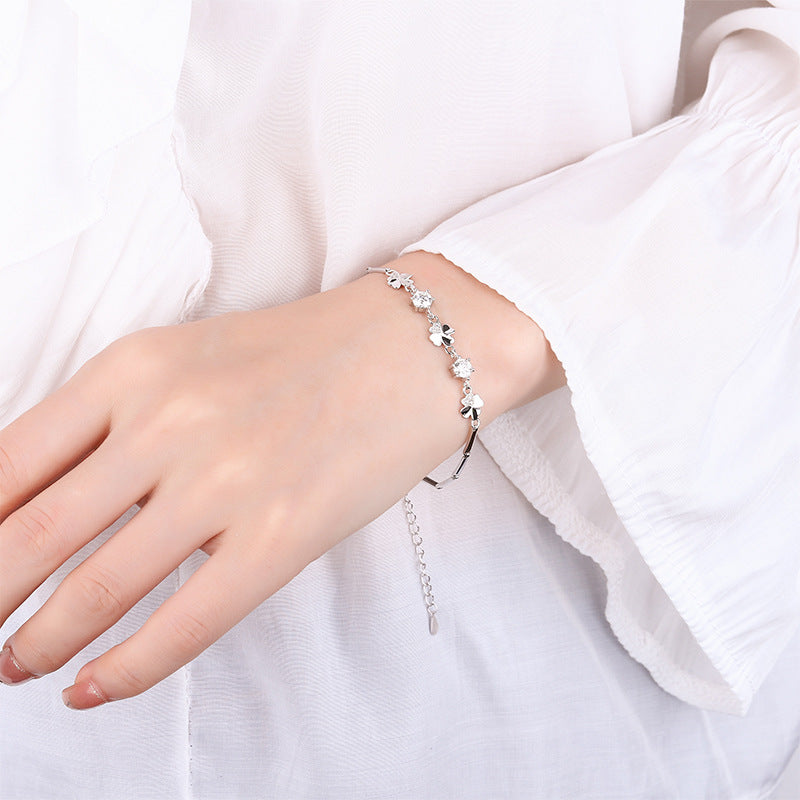 【B7 Lucky】 925 Sterling Silver Moissanite Bracelet - MOTEMCO