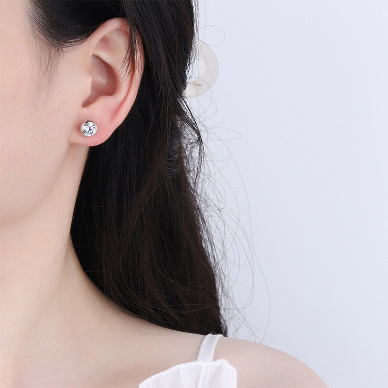 【E11】 925 Sterling Silver Moissanite Stud Earrings - MOTEMCO