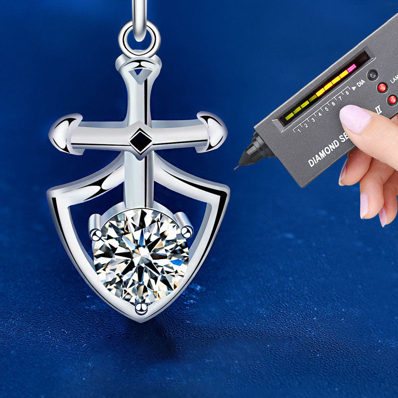 【N24 Princess and Knight】 925 Sterling Silver Moissanite Necklace Couple Set - MOTEMCO