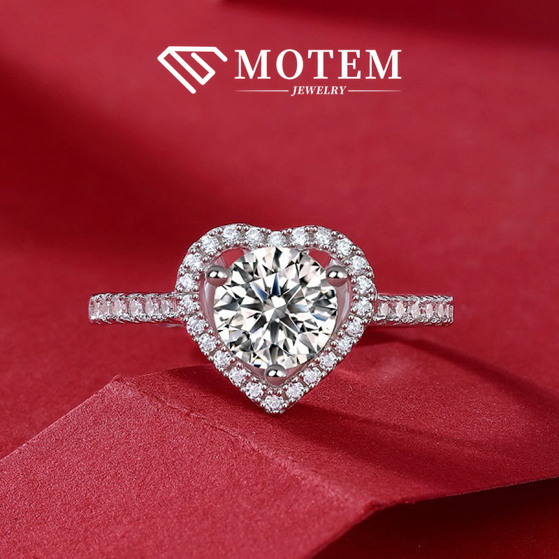 【R17 Heart Love】 925 Sterling Silver Moissanite Rings - MOTEMCO