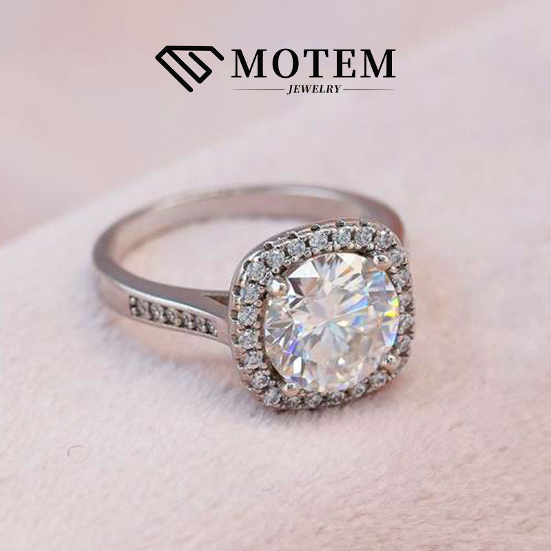 【R2 Square】 925 Sterling Silver Moissanite Rings - MOTEMCO