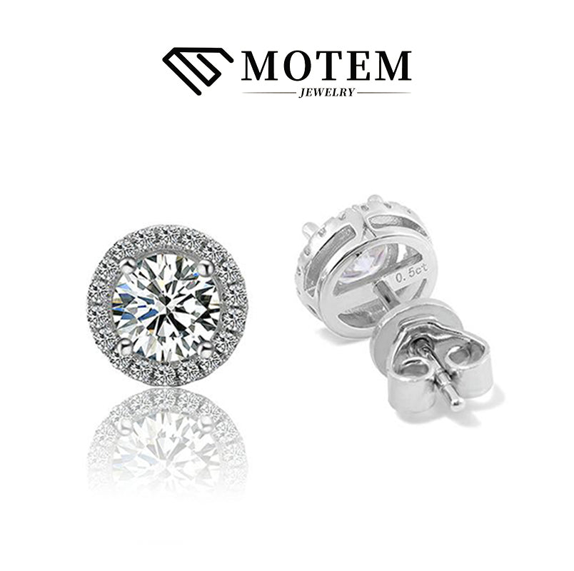 【E3】 925 Sterling Silver Moissanite Stud Earrings - MOTEMCO
