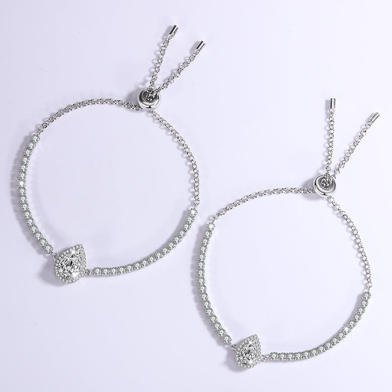 【B10 Water Drop】 925 Sterling Silver Moissanite Bracelet - MOTEMCO
