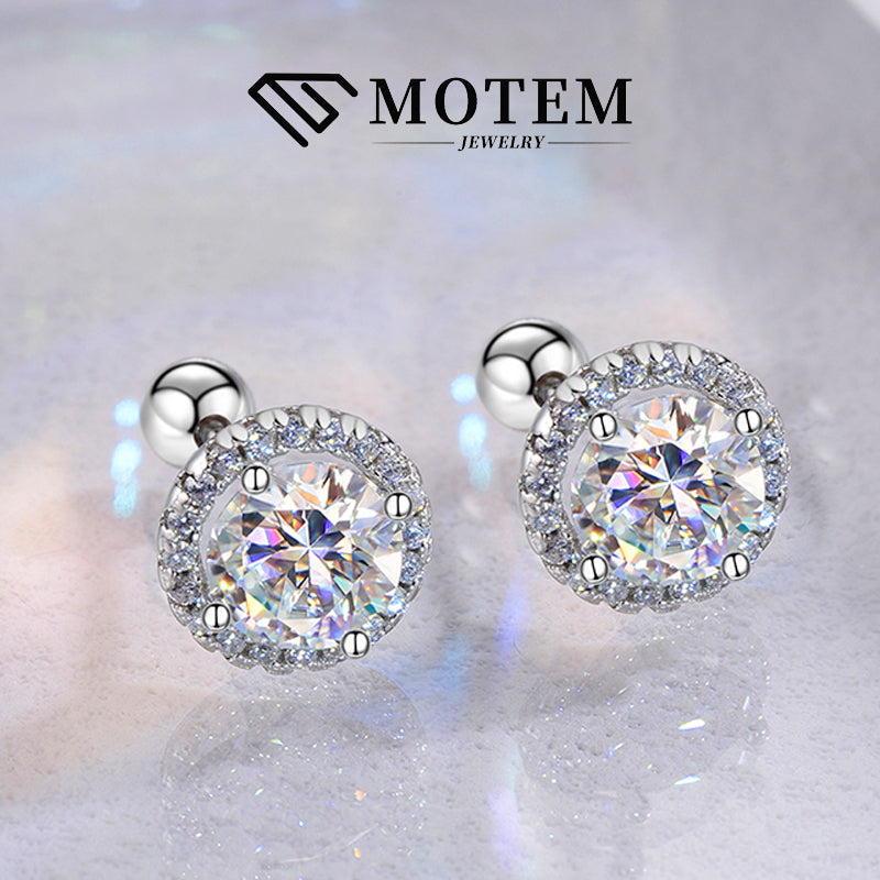 【E8】 925 Sterling Silver Moissanite Stud Earrings - MOTEMCO
