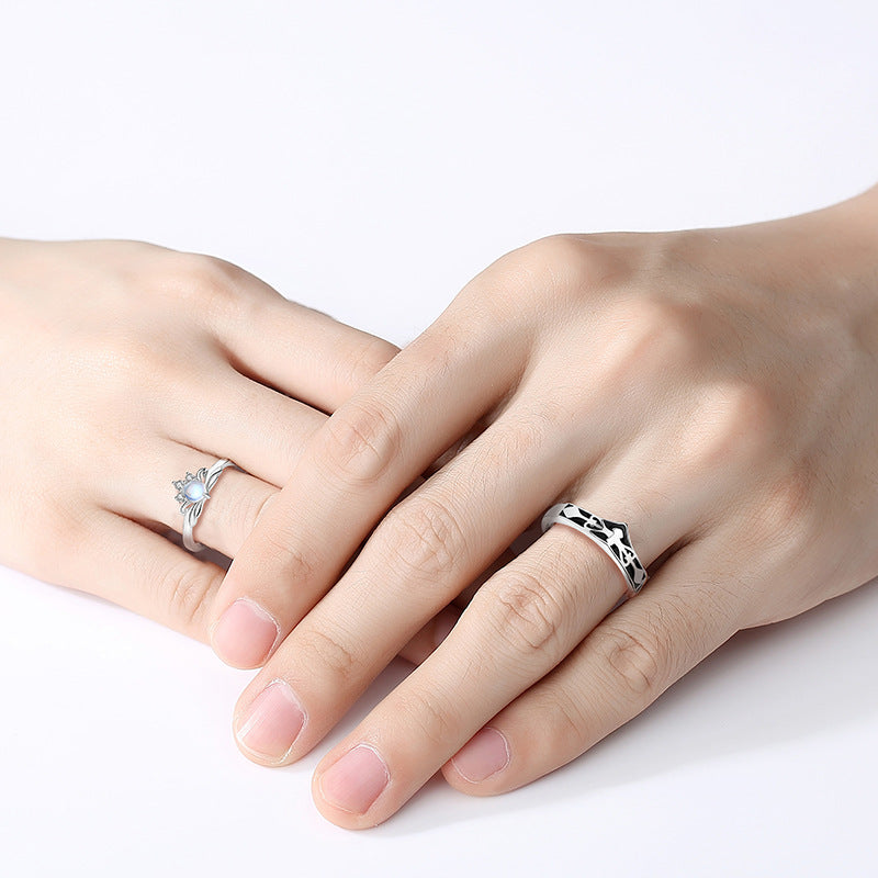 【SilverR10 Princess and Knight】 925 Sterling Silver Rings Couple Set