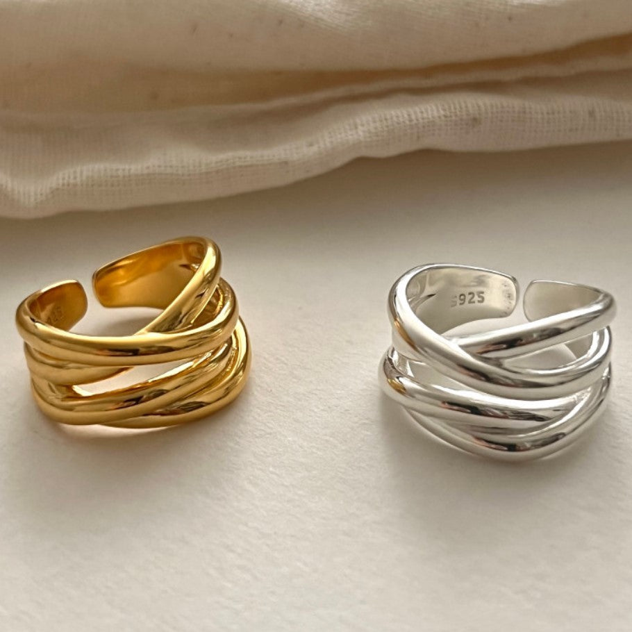 【SilverR7 Geometric Lines】 925 Sterling Silver Rings