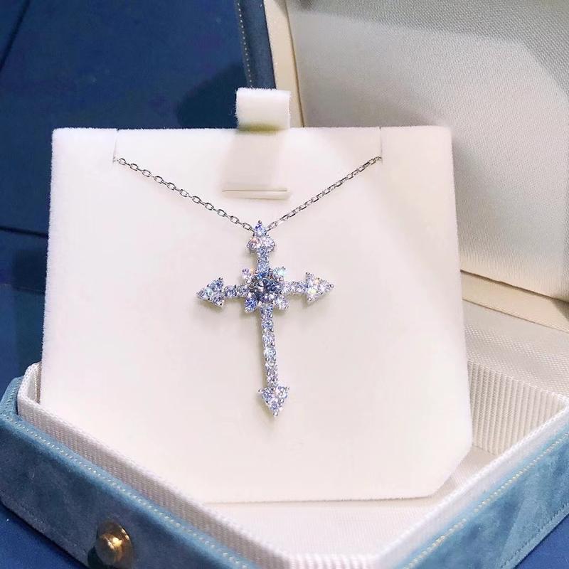 【N18 Innovation Cross】 925 Sterling Silver Moissanite Necklace - MOTEMCO