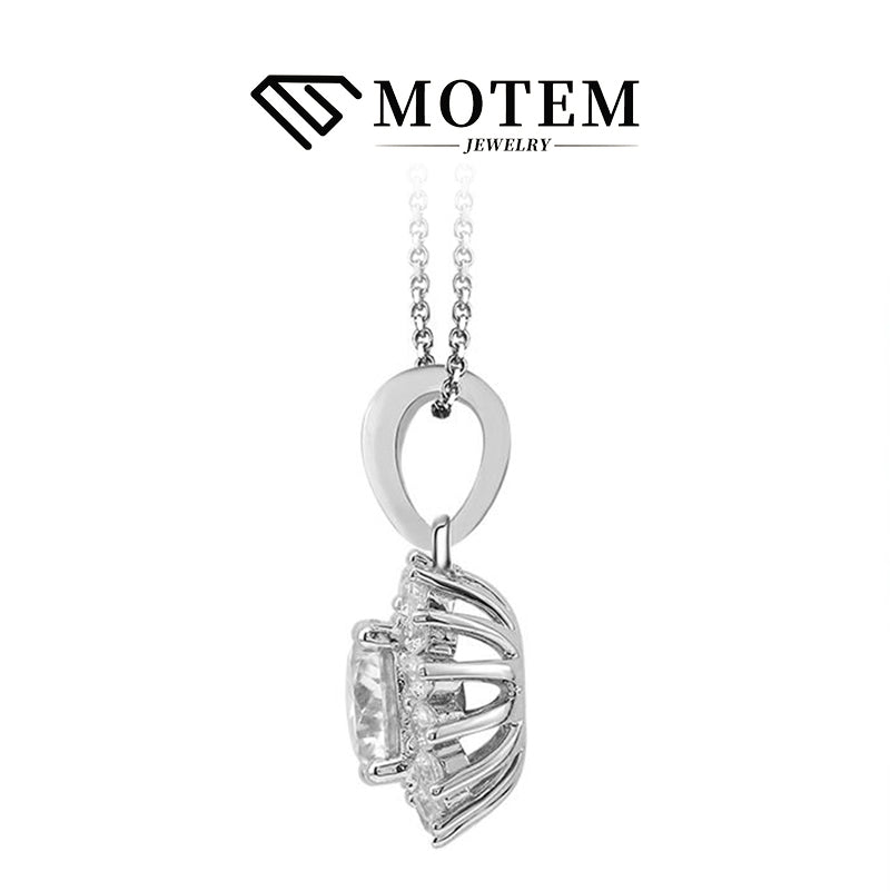 【N16 Sunflower】 925 Sterling Silver Moissanite Necklace - MOTEMCO