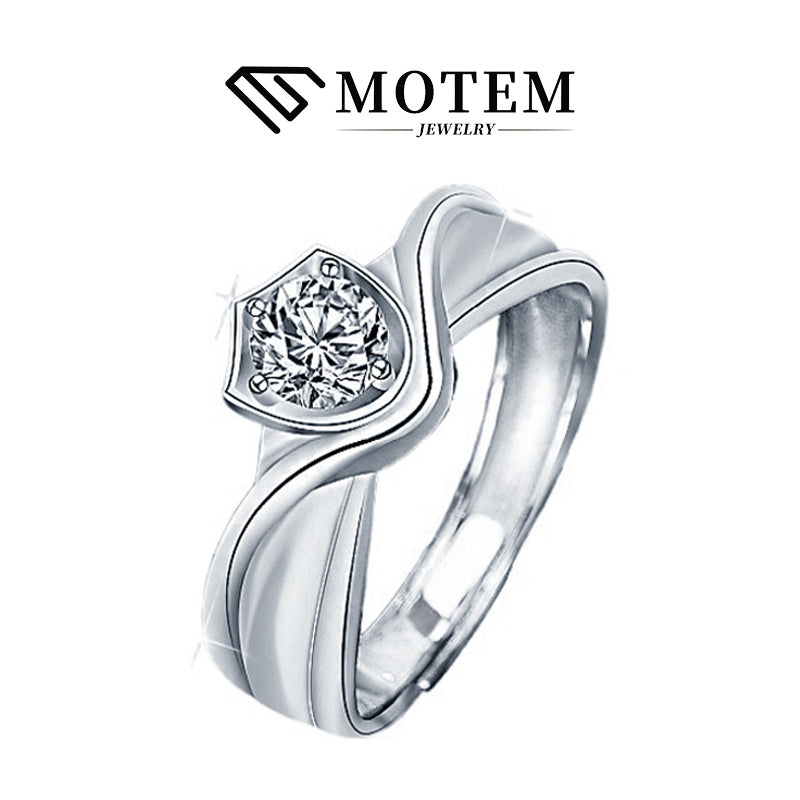 【R13 Princess & Knight】 925 Sterling Silver Moissanite Rings Couple Set - MOTEMCO