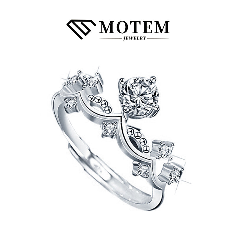 【R13 Princess & Knight】 925 Sterling Silver Moissanite Rings Couple Set - MOTEMCO