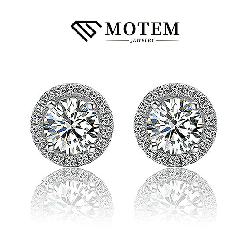 【E3】 925 Sterling Silver Moissanite Stud Earrings - MOTEMCO