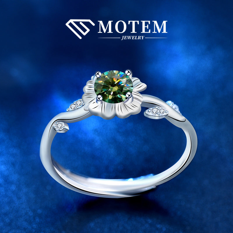 【R15 Sunflower】 925 Sterling Silver Moissanite Rings - MOTEMCO