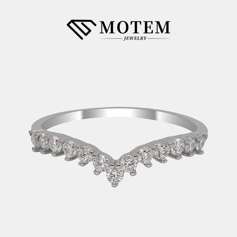 【R3 V-shaped】 925 Sterling Silver Moissanite Rings - MOTEMCO