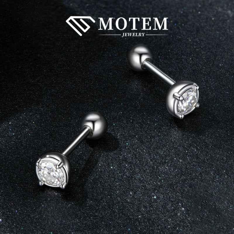 【E9】 925 Sterling Silver Moissanite Stud Earrings - MOTEMCO