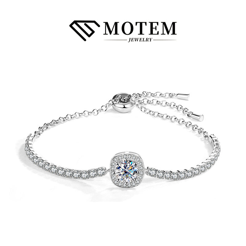 【B6 Gypsophila】 925 Sterling Silver Moissanite Bracelet - MOTEMCO