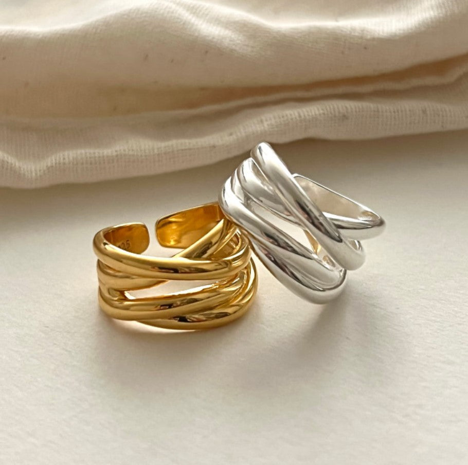 【SilverR7 Geometric Lines】 925 Sterling Silver Rings