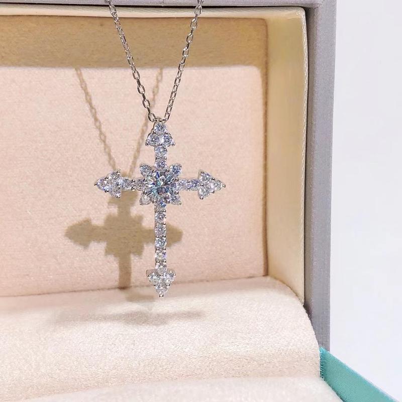 【N18 Innovation Cross】 925 Sterling Silver Moissanite Necklace - MOTEMCO