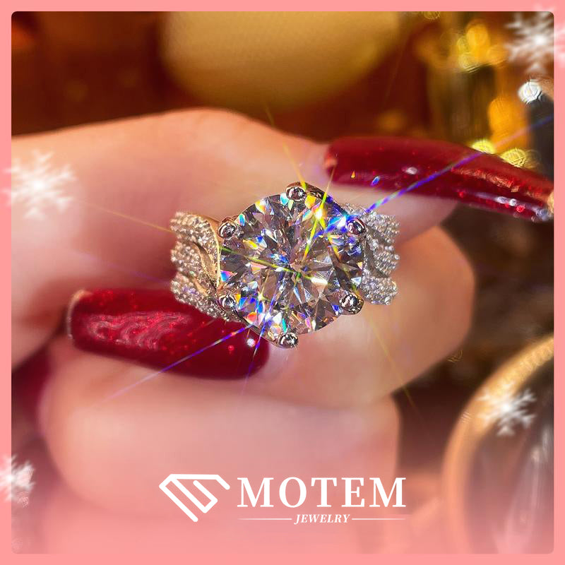 【R5 Eye-catching】 925 Sterling Silver Moissanite Rings - MOTEMCO