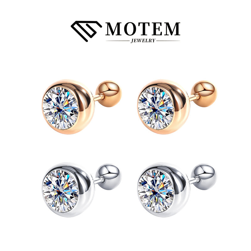 【E11】 925 Sterling Silver Moissanite Stud Earrings - MOTEMCO