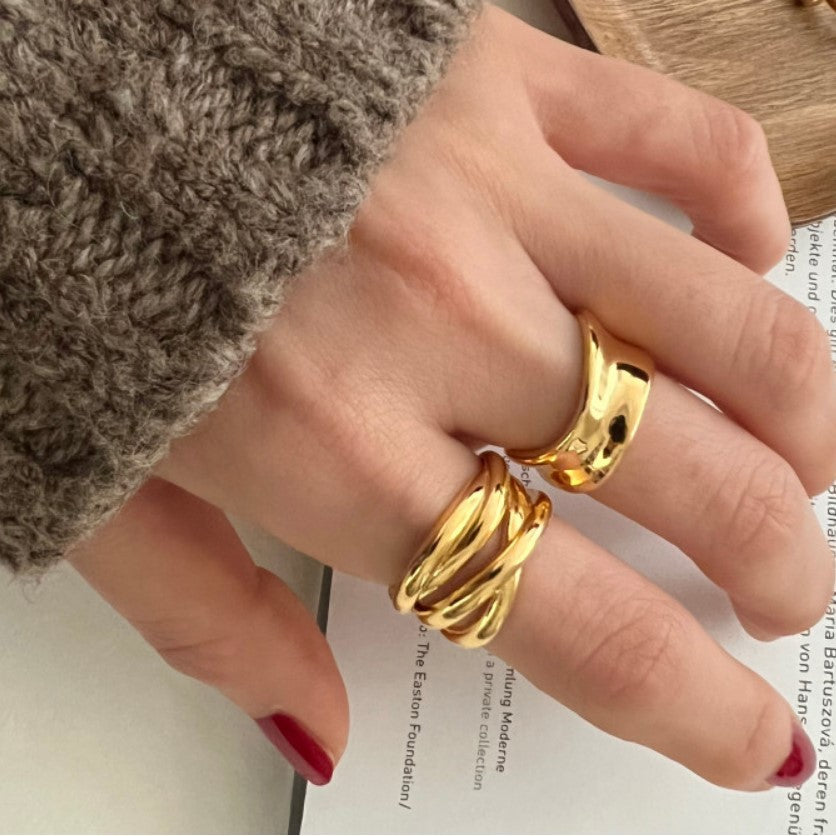 【SilverR7 Geometric Lines】 925 Sterling Silver Rings