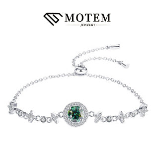 【B9 Stars and Moon】 925 Sterling Silver Moissanite Bracelet - MOTEMCO
