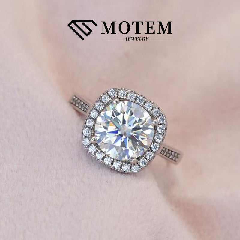 【R2 Square】 925 Sterling Silver Moissanite Rings - MOTEMCO