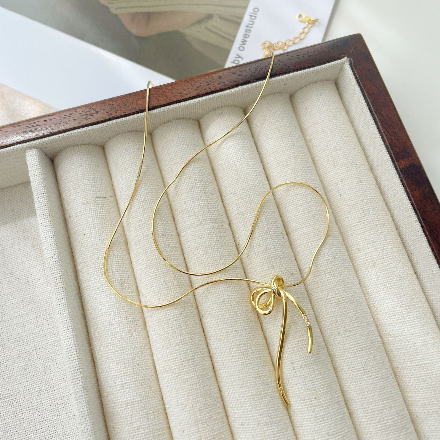 【SilverN17 Line Bow】 925 Sterling Silver Necklace - MOTEMCO