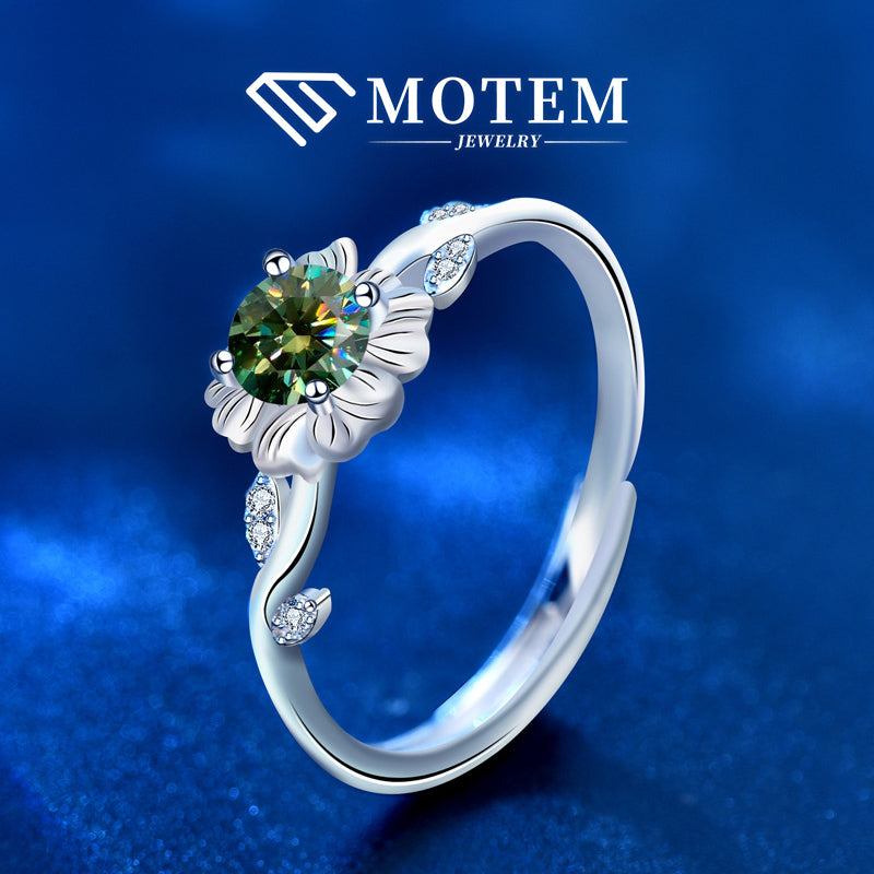 【R15 Sunflower】 925 Sterling Silver Moissanite Rings - MOTEMCO