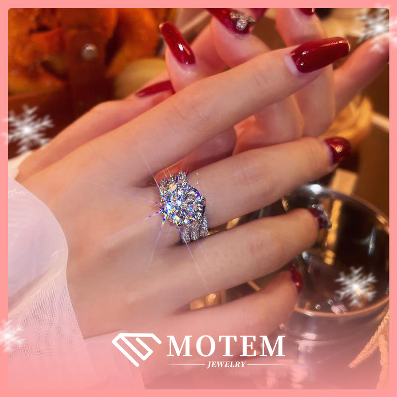 【R5 Eye-catching】 925 Sterling Silver Moissanite Rings - MOTEMCO