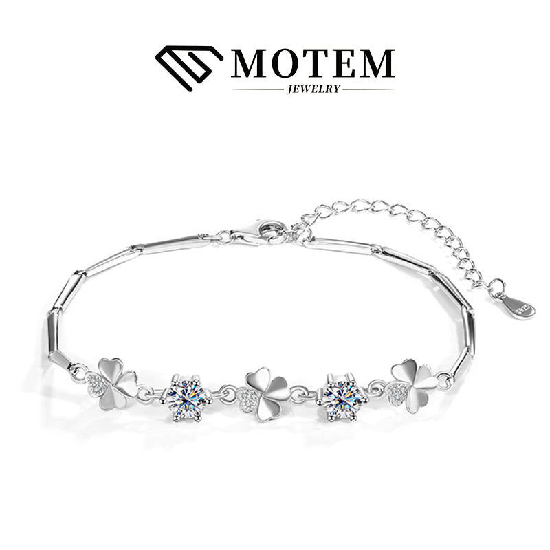 【B7 Lucky】 925 Sterling Silver Moissanite Bracelet - MOTEMCO