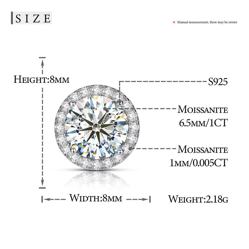 【E8】 925 Sterling Silver Moissanite Stud Earrings - MOTEMCO