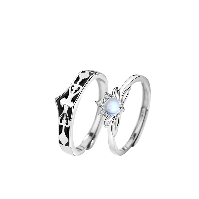 【SilverR10 Princess and Knight】 925 Sterling Silver Rings Couple Set