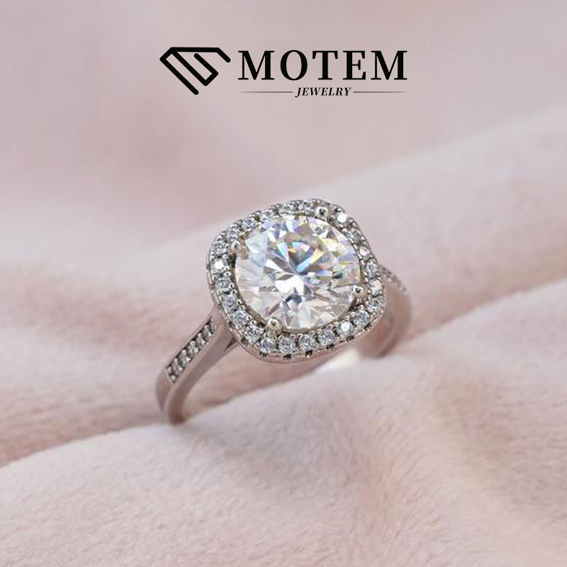 【R2 Square】 925 Sterling Silver Moissanite Rings - MOTEMCO